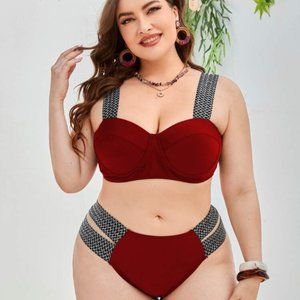 Plus Double Tape Push Up Bikini Swimsuit